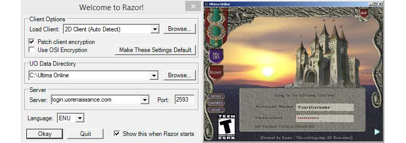 Ultima Online Renaissance Razor Connecting